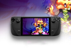 Um dispositivo Steam Deck em um fundo vibrante (Fonte da imagem: Steam; editado)