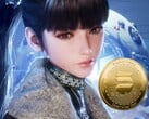 A personagem Eve do Stellar Blade ao lado da criptomoeda (Fonte da imagem: Shift Up, Amazon com edições)