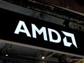 Logotipo da AMD. A empresa atingiu recentemente, pela primeira vez, uma capitalização de mercado de US$ 1 trilhão.