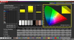 CalMAN ColorChecker (perfil: Padrão, espaço de cor alvo P3)