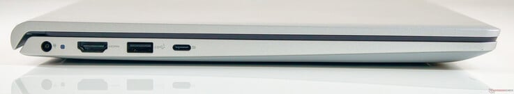 Esquerda: Entrada CC, saída HDMI 1.4 (1080p 60 Hz), USB 3.2 Gen1 Tipo A, USB 3.2 Gen1 Tipo C (função completa)