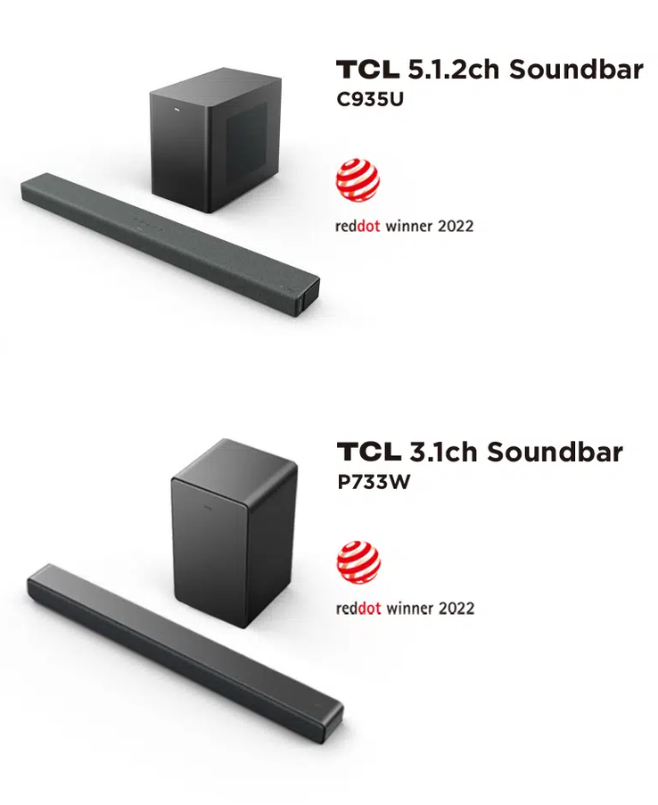 2 novas barras de som TCL e seus subwoofers. (Fonte: TCL)