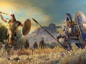 Uma imagem que mostra um duelo entre dois heróis em *A Total War Saga: Troy*.