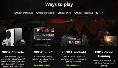 Logotipo do Xbox Handheld visto no site de Gears of War: E-Day
