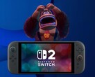 Um Donkey Kong irritado atrás do console Switch 2 (Fonte da imagem: Nintendo of America com edições)