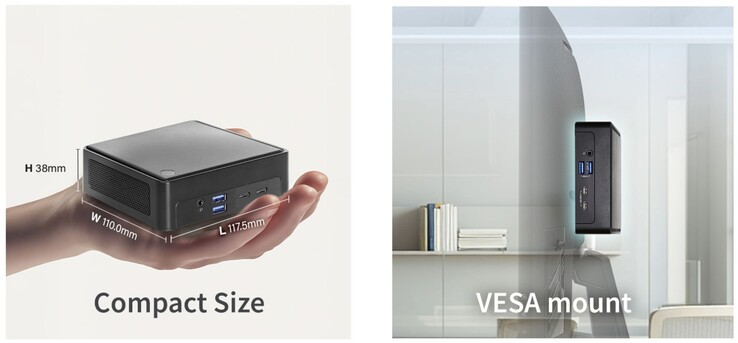 O mini PC NUCS Ultra é bastante fino, embora o NUC vanilla seja 11 mm mais espesso.