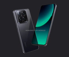 Espera-se que o Xiaomi 14 Pro apresente um design ajustado com quatro câmeras traseiras. (Fonte da imagem: @OnLeaks & 91mobiles)