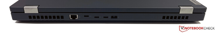 Atrás: RJ45, USB-C (3.2 Gen2, DisplayPort ALT-Mode 1.2), 2x Thunderbolt 3 (USB-C 3.2 Gen2, DisplayPort ALT-Mode 1.4), alimentação
