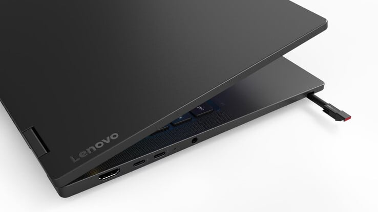 O ThinkPad T14s 2 em 1 Gen 2 também possui um suporte para caneta embutido. Caneta magnética vendida separadamente.