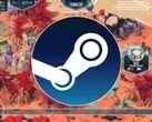 Uma imagem mostrando o logotipo do Steam e o jogo “As Far As The Eye” à venda.