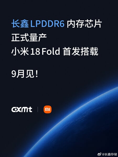 A CXMT confirma que o Xiaomi 18 Fold utilizará sua memória LPDDR6