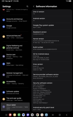 Software Samsung Galaxy Tab S10 FE