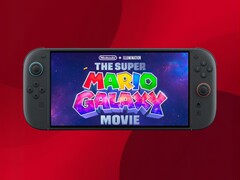 O filme Super Mario Galaxy sendo reproduzido no console Switch 2 (Fonte da imagem: Illumination, Nintendo of America com edições)