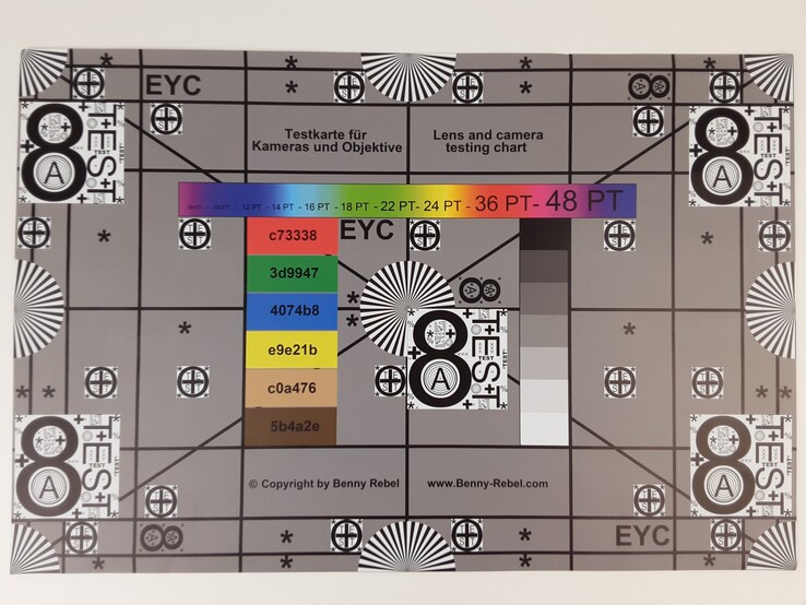 A photo of our test chart