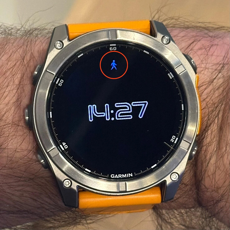 O novo ícone do homem azul é um atalho para o recurso Resume Later da Garmin. (Fonte da imagem: u/svacher via Reddt)