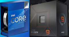 O Intel Core i9-13900K e AMD Ryzen 9 7950X são a nata da atual safra do processador. (Fonte da imagem: Intel (VideoCardz)/AMD - editado)
