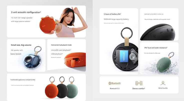 Principais destaques do Redmi Bluetooth Speaker 2 (Fonte da imagem: Xiaomi - tradução automática)