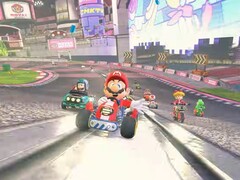 Mariokart World anunciado para o dia do lançamento do Switch! Na foto: Trailer de gameplay mostrando uma pista em Mario Kart World (Fonte da imagem: Nintendo Direct for Switch 2 screenshot)