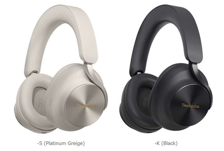 Os fones de ouvido Technics A1000 estão disponíveis em Platinum Greige (EAH-A1000-S) (à esquerda) ou Black (EAH-A1000-K).