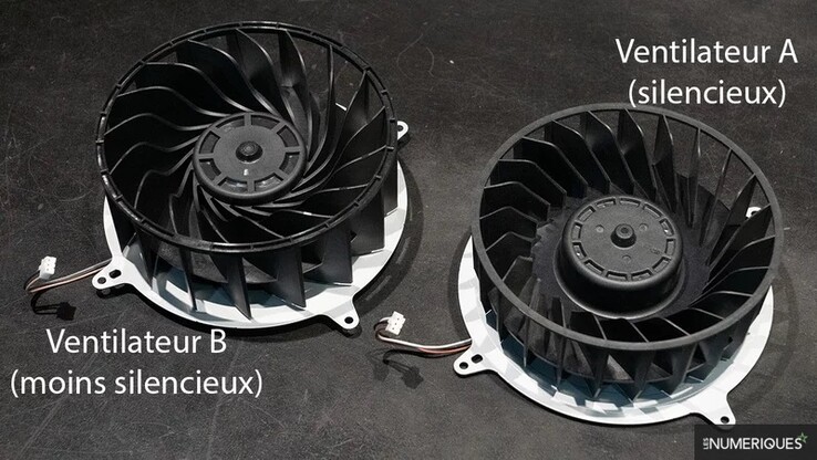 Ventilador B "menos silencioso" e Ventilador A "silencioso". (Fonte da imagem: Les Numériques)