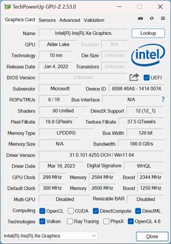 Gráfica GPU-Z Iris Xe G7