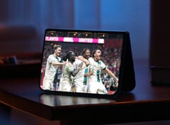 O iPhone Duo no modo de visualização flexível.