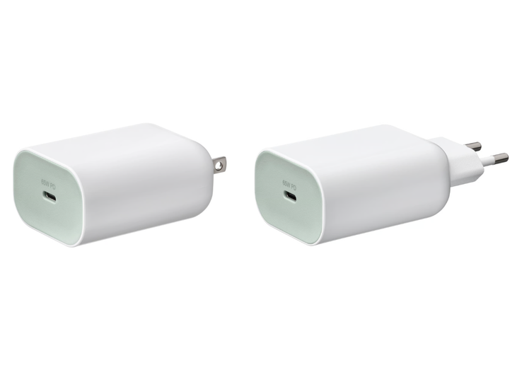 As versões dos EUA (esquerda) e da UE (direita) do carregador USB de 1 porta IKEA Sjöss 65W. (Fonte da imagem: IKEA)