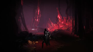 Uma imagem que mostra um ambiente vermelho no Thymesia.