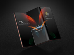 A Samsung Galaxy Z com duas dobradiças como imaginado pela LetsGoDigital. (Fonte da imagem: LetsGoDigital)