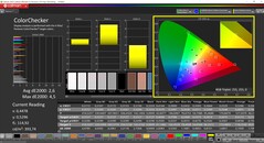 CalMAN ColorChecker (perfil: Nativo, espaço de cor alvo P3)