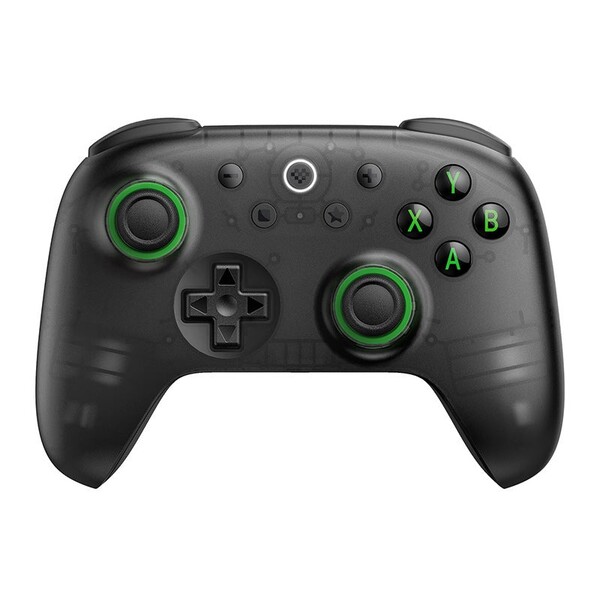 O 8BitDo Ultimate 2C Wireless em preto translúcido tem anéis de joystick verdes e botões ABXY. (Fonte da imagem: 8BitDo)