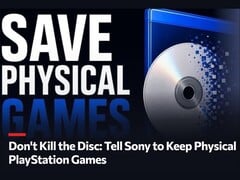 Uma imagem promocional da petição “Don't Kill The Disc” em defesa dos jogos físicos do PlayStation