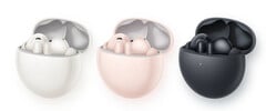 Disponível em rosa, branco e preto, o FreeBuds 7i oferece até 35 horas de reprodução de música. (Fonte da imagem: Huawei)