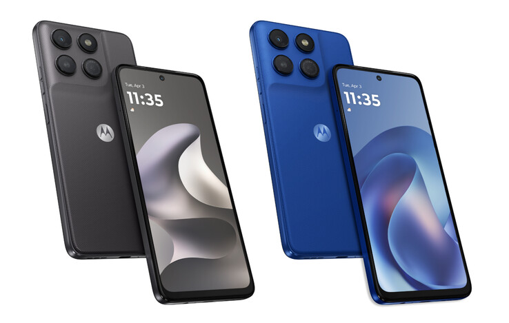 O Moto G37 Power em duas de suas quatro cores de lançamento.