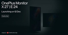 Os monitores OnePlus X 27 e E 24 estão todos prontos para lançamento em 12 de dezembro. (Fonte de imagem: OnePlus)