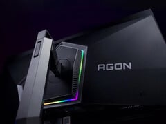 O AOC Agon 6 Pro AG326UZD tem um suporte ajustável e iluminação RGB montada na parte traseira. (Fonte da imagem: AOC)