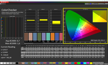 Precisão de cores (True Tone desativado, espaço de cor alvo sRGB)
