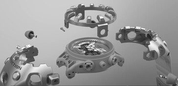 O design arrojado do relógio GA-V01 começa com elementos decorativos mínimos e uma ênfase nos elementos de proteção que permanecem. (Fonte da imagem: Casio)