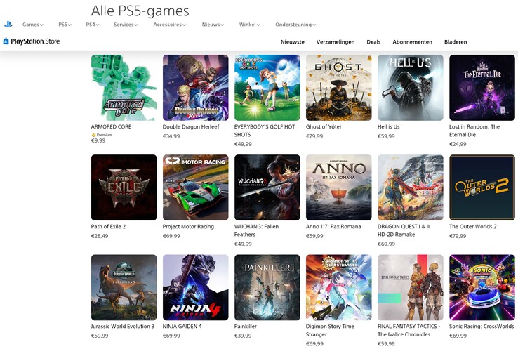 Preços da PlayStation Store holandesa (Fonte da imagem: captura de tela, Sony PlayStation)