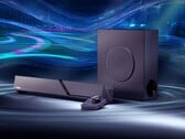 A barra de som para jogos ROG Gjallar inclui um subwoofer sem fio e um centro de controle.