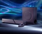 A barra de som para jogos ROG Gjallar inclui um subwoofer sem fio e um centro de controle.