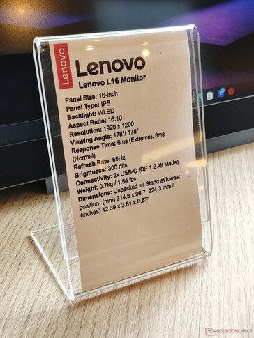 Especificações do monitor portátil