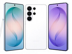 O Galaxy S26 Ultra em três de suas cores de lançamento previstas.