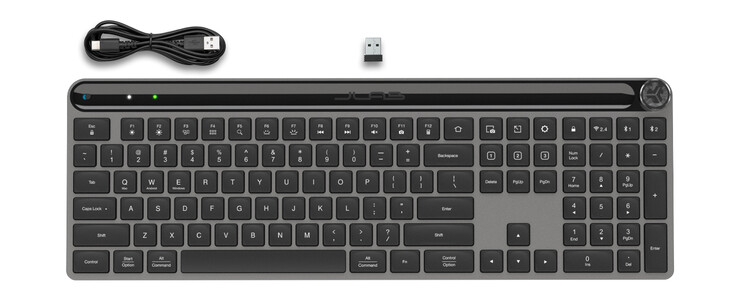 O teclado sem fio Epic e o conteúdo da caixa. (Fonte: JLab)