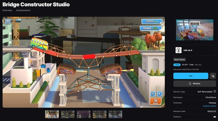 Bridge Constructor Studio grátis na Epic Games Store