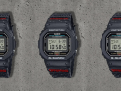 O relógio da colaboração Casio G-Shock x Offspring DW-5600 (foto) tem a marca &quot;Offspring&quot; em vermelho e em negrito na pulseira. (Fonte da imagem: Offspring no Instagram)