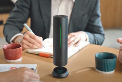 O viva-voz Insta360 Wave pode criar resumos e transcrições de reuniões de escritório e, opcionalmente, responder a perguntas sobre reuniões usando IA. (Fonte da imagem: Insta360)