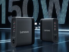 O carregador rápido de 150 W possui três portas USB-C. Na imagem: uma renderização promocional que mostra o design do adaptador.