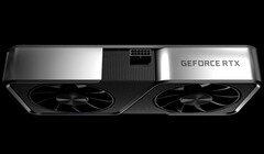 Renderização da placa de vídeo NVIDIA GeForce RTX, RTX 3050 para apresentar a GPU GA107 com 2.304 núcleos