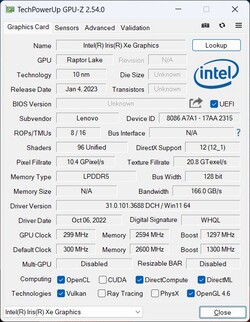 Gráfica GPU-Z Iris Xe G7